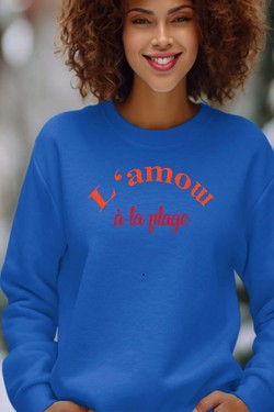 l amow plage - Sweat Col Rond Femme-BLANC
