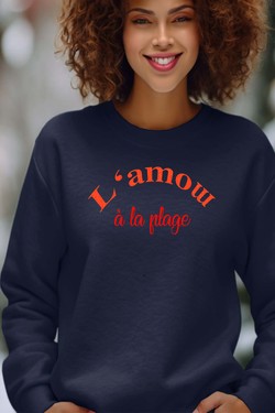l amow plage - Sweat Col Rond Femme-BLANC