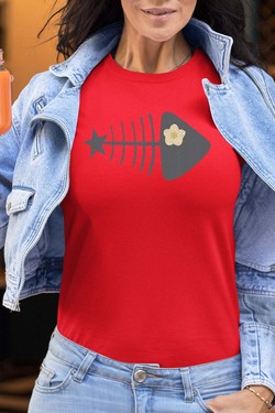 fishbone star - Tshirt Femme-NOIR