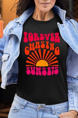 forever chaising sunset - Tshirt Femme-NOIR
