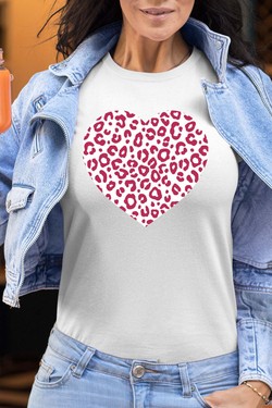 leopard heart - Tshirt Femme-GRIS