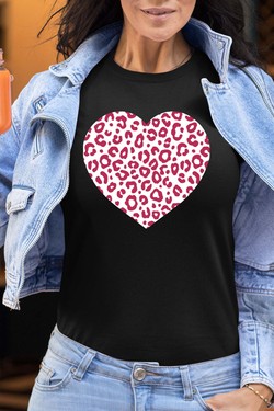 leopard heart - Tshirt Femme-GRIS