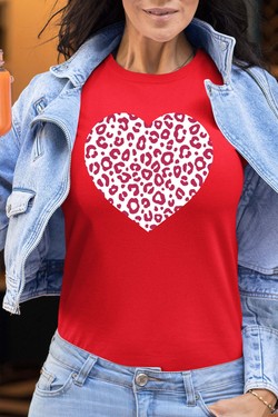 leopard heart - Tshirt Femme-GRIS