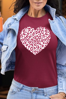 leopard heart - Tshirt Femme-GRIS