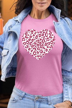 leopard heart - Tshirt Femme-GRIS