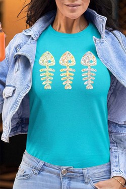 floral fishbone - Tshirt Femme - FC-TURQUOISE