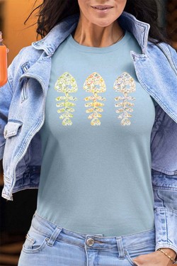 floral fishbone - Tshirt Femme - FC-TURQUOISE