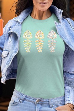 floral fishbone - Tshirt Femme - FC-TURQUOISE