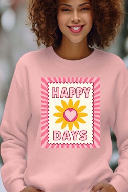 happy days flower - Sweat Col Rond Femme-BLANC