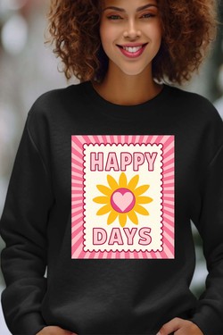 happy days flower - Sweat Col Rond Femme-BLANC