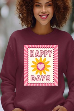 happy days flower - Sweat Col Rond Femme-BLANC