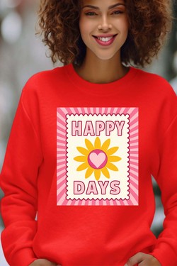 happy days flower - Sweat Col Rond Femme-BLANC