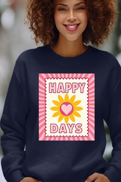 happy days flower - Sweat Col Rond Femme-BLANC