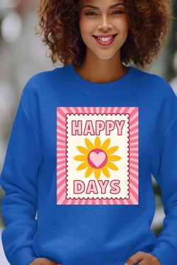 happy days flower - Sweat Col Rond Femme-BLANC