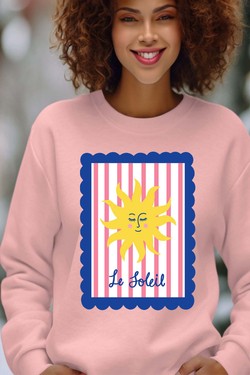le soleil frame - Sweat Col Rond Femme-BORDEAUX