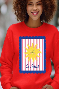 le soleil frame - Sweat Col Rond Femme-BORDEAUX
