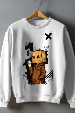 FOLDED BOY - Sweat Col Rond Homme-BLANC