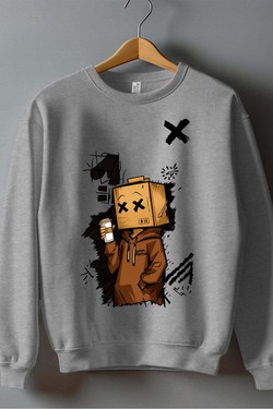 FOLDED BOY - Sweat Col Rond Homme-BLANC
