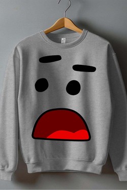 FUN FACE - Sweat Col Rond Homme-BLANC