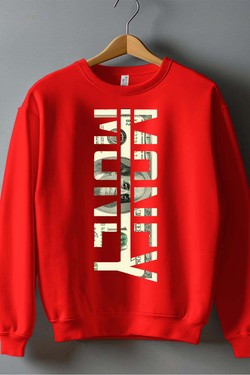 money 100 usd - Sweat Col Rond Homme-ROUGE