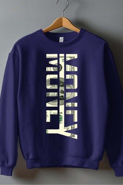 money 100 usd - Sweat Col Rond Homme-ROUGE