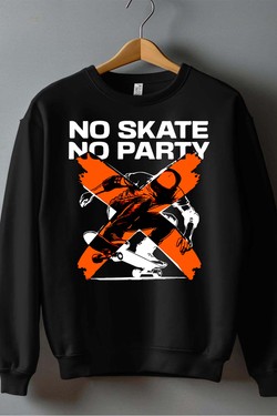 no skate no party - Sweat Col Rond Homme-NOIR