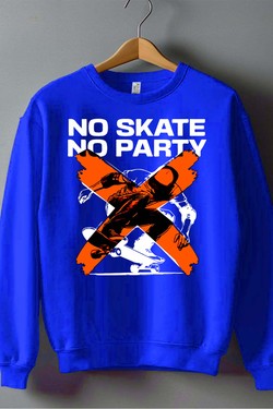 no skate no party - Sweat Col Rond Homme-NOIR