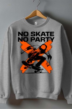 no skate no party - Sweat Col Rond Homme-NOIR