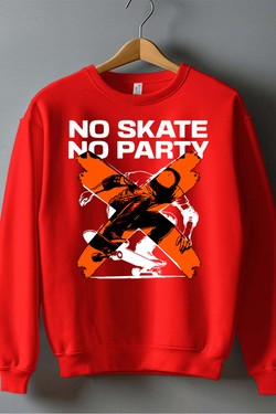 no skate no party - Sweat Col Rond Homme-NOIR