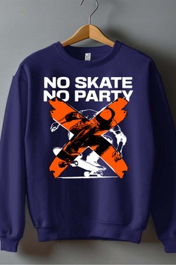 no skate no party - Sweat Col Rond Homme-NOIR