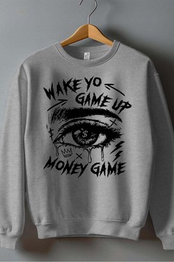 wake game up - Sweat Col Rond Homme-ROUGE