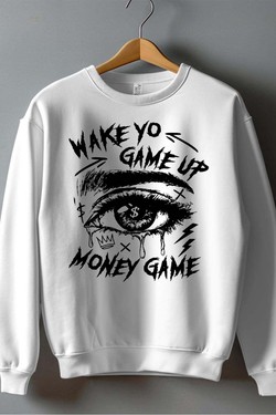 wake game up - Sweat Col Rond Homme-ROUGE