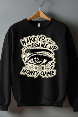 wake game up - Sweat Col Rond Homme-ROUGE
