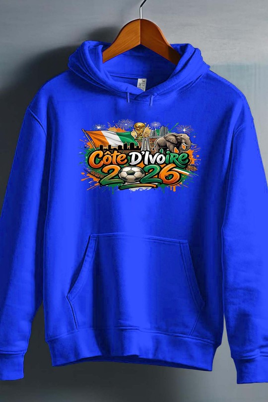 Cdm26 Cote d_ivoire - Sweat capuche Homme-BLEU ROI