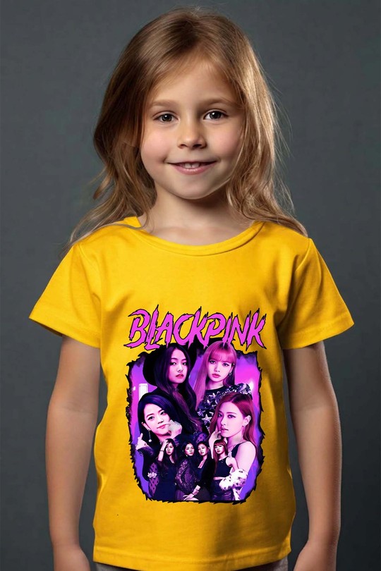 Black pink Bootleg 01 - Tshirt Fille-JAUNE
