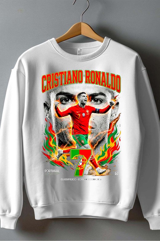 CR7 BOOTLEG2 - Sweat Col Rond Homme-BLANC