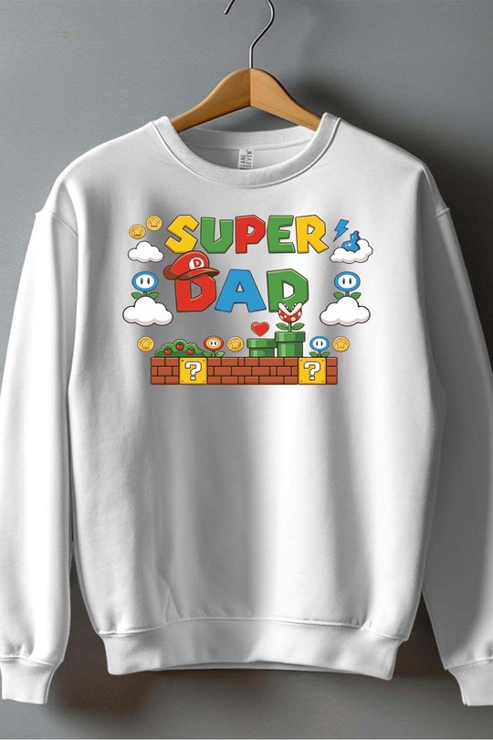 Super Dad Bro - Sweat Col Rond Homme-BLANC