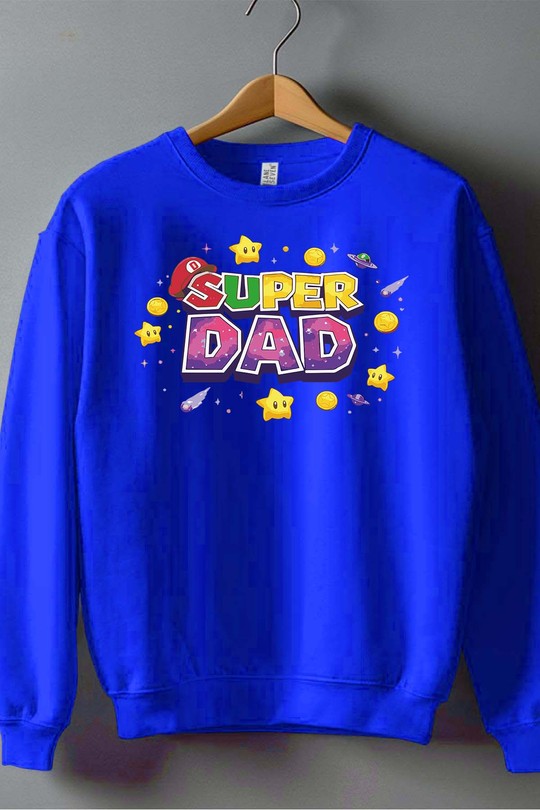 Super Dad Galaxy - Sweat Col Rond Homme-BLEU ROI