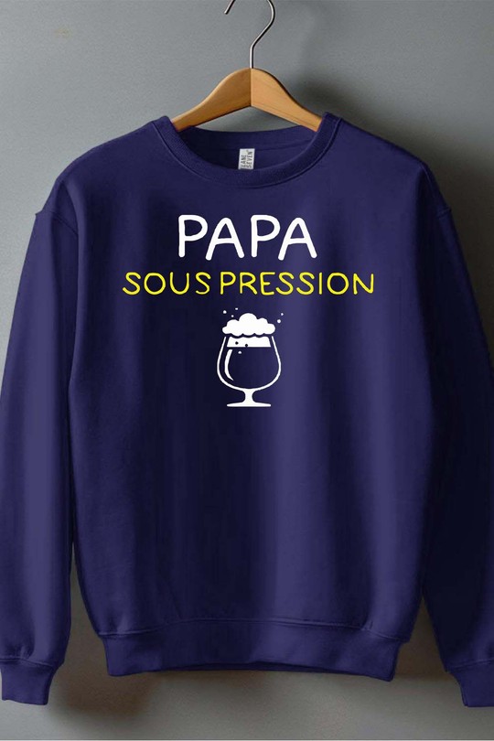 papa sous pression - Sweat Col Rond Homme-MARINE