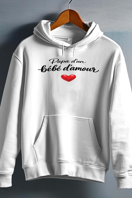 Papa 2 bebe damour - Sweat capuche Homme-BLANC