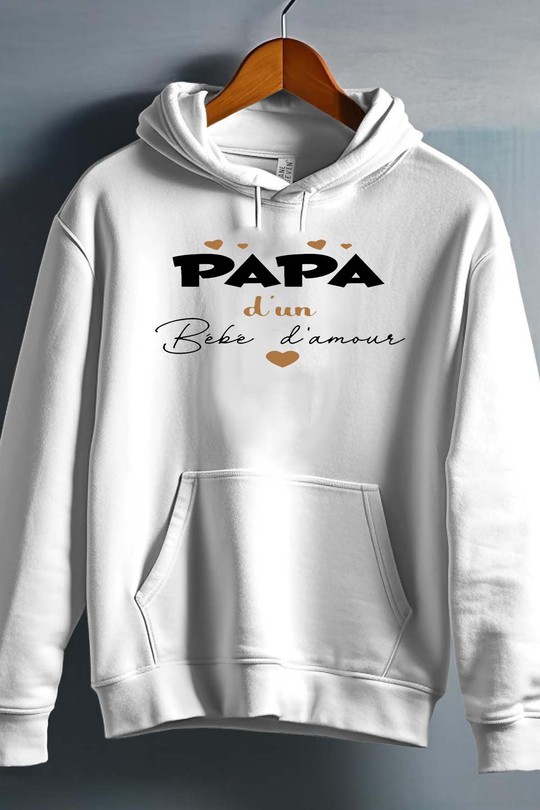 Papa bebe damour OR - Sweat capuche Homme-BLANC
