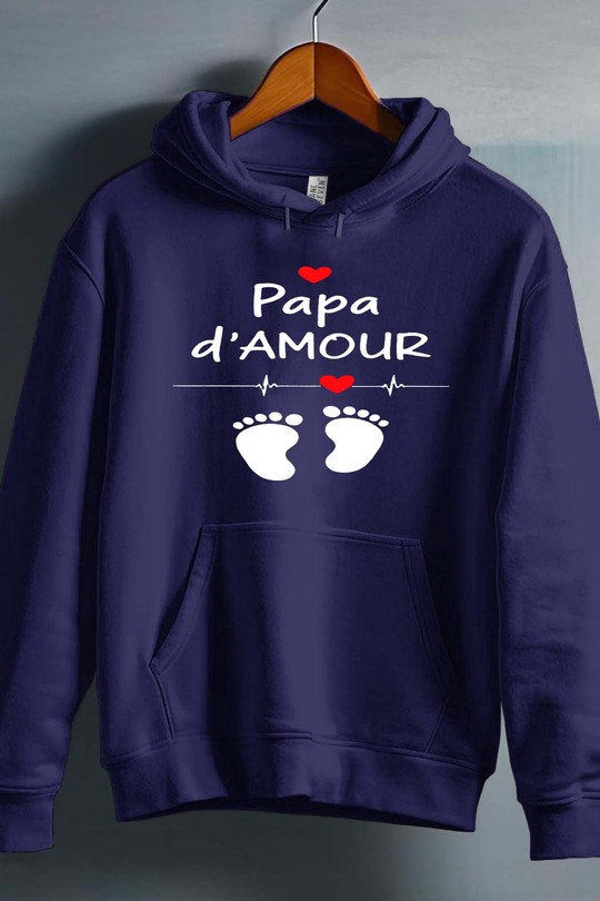 Papa D'amour - Sweat capuche Homme-MARINE