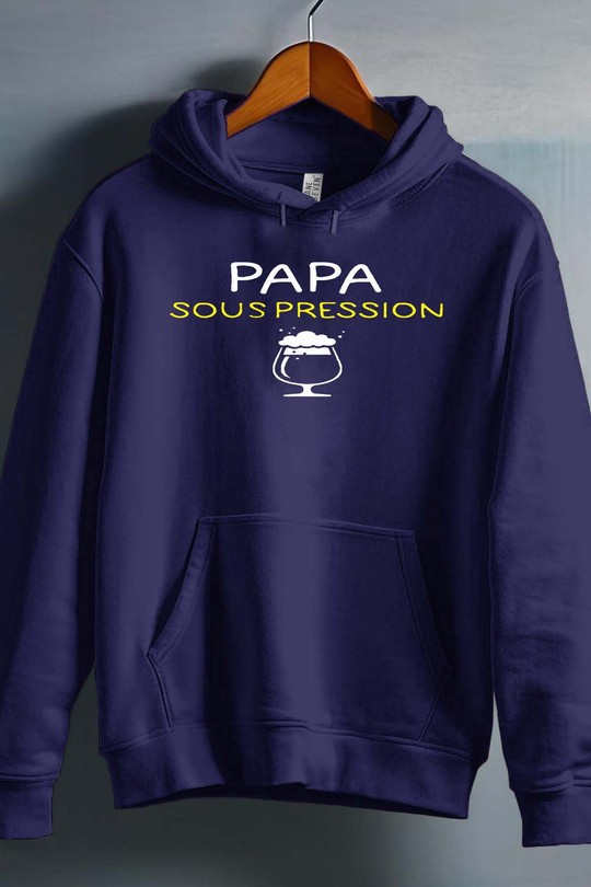 papa sous pression - Sweat capuche Homme-MARINE