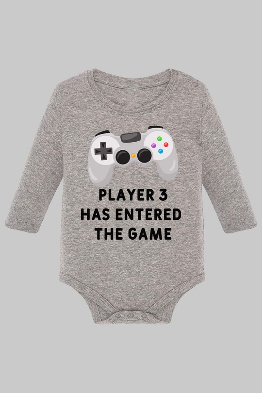 player 3 - Body Manche longue bébé-GRIS