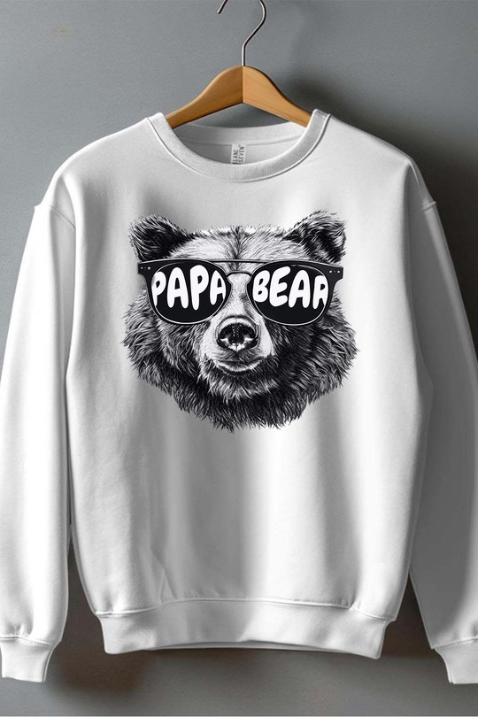 Le Papa Ours K1 - Sweat Col Rond Homme-BLANC