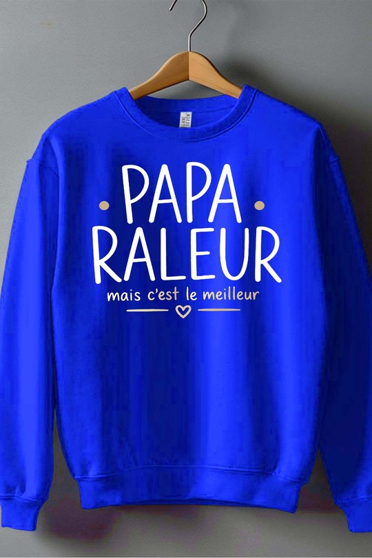 papa raleur BLANC-kamel-khedimallah - Sweat Col Rond Homme-BLEU ROI