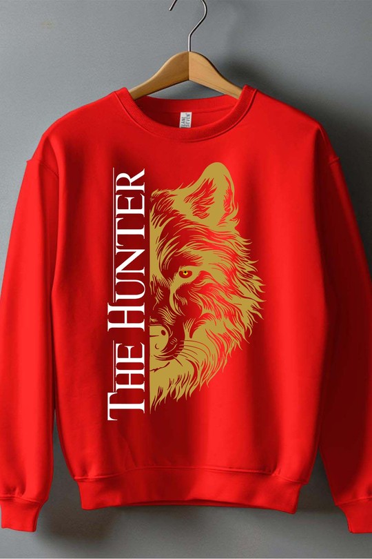 THE  hunter - Sweat Col Rond Homme-ROUGE
