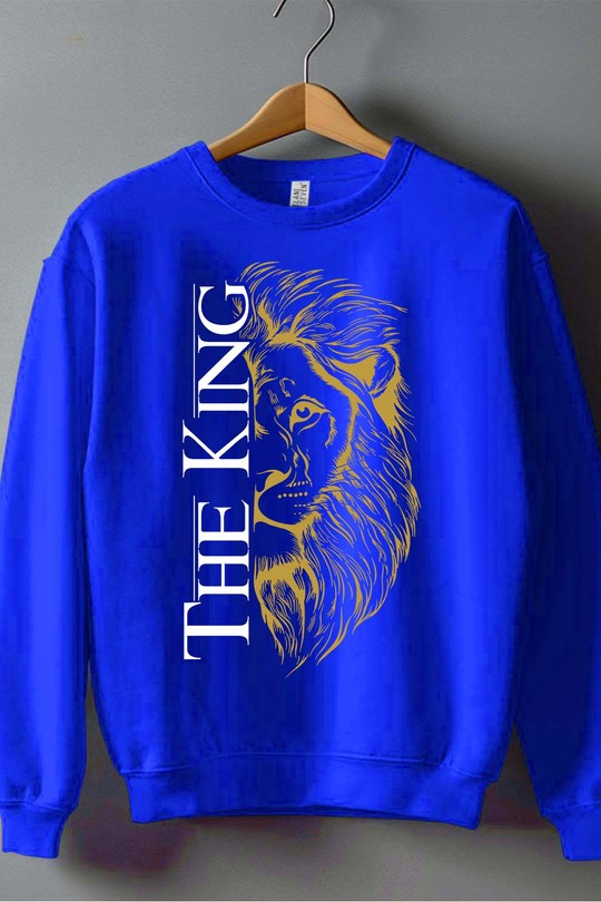 THE king - Sweat Col Rond Homme-BLEU ROI