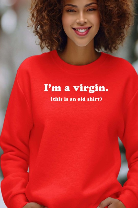 im a virgin - Sweat Col Rond Femme-ROUGE
