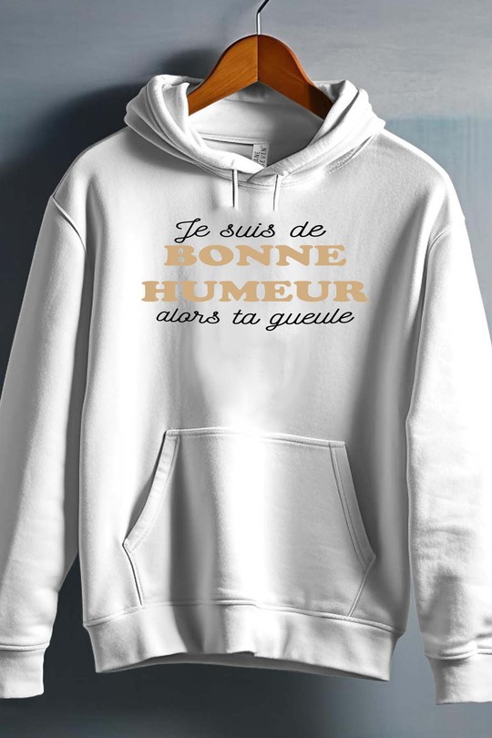 je suis de bonne humeur - Sweat capuche Homme-BLANC